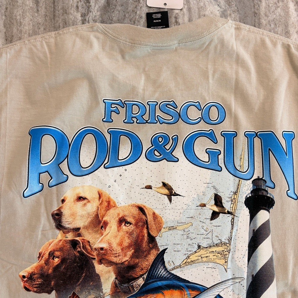 Frisco Rod & Gun Outfitters Pocket T Shirt M "Sand" Beefy T Fishing Hunting NWT